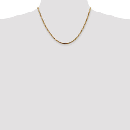 18 Inch 10K Yellow Gold 2.5mm Franco Chain Necklace