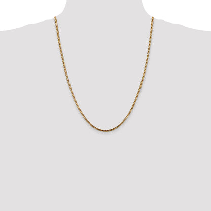 24 Inch 10K Yellow Gold 2.5mm Franco Chain Necklace