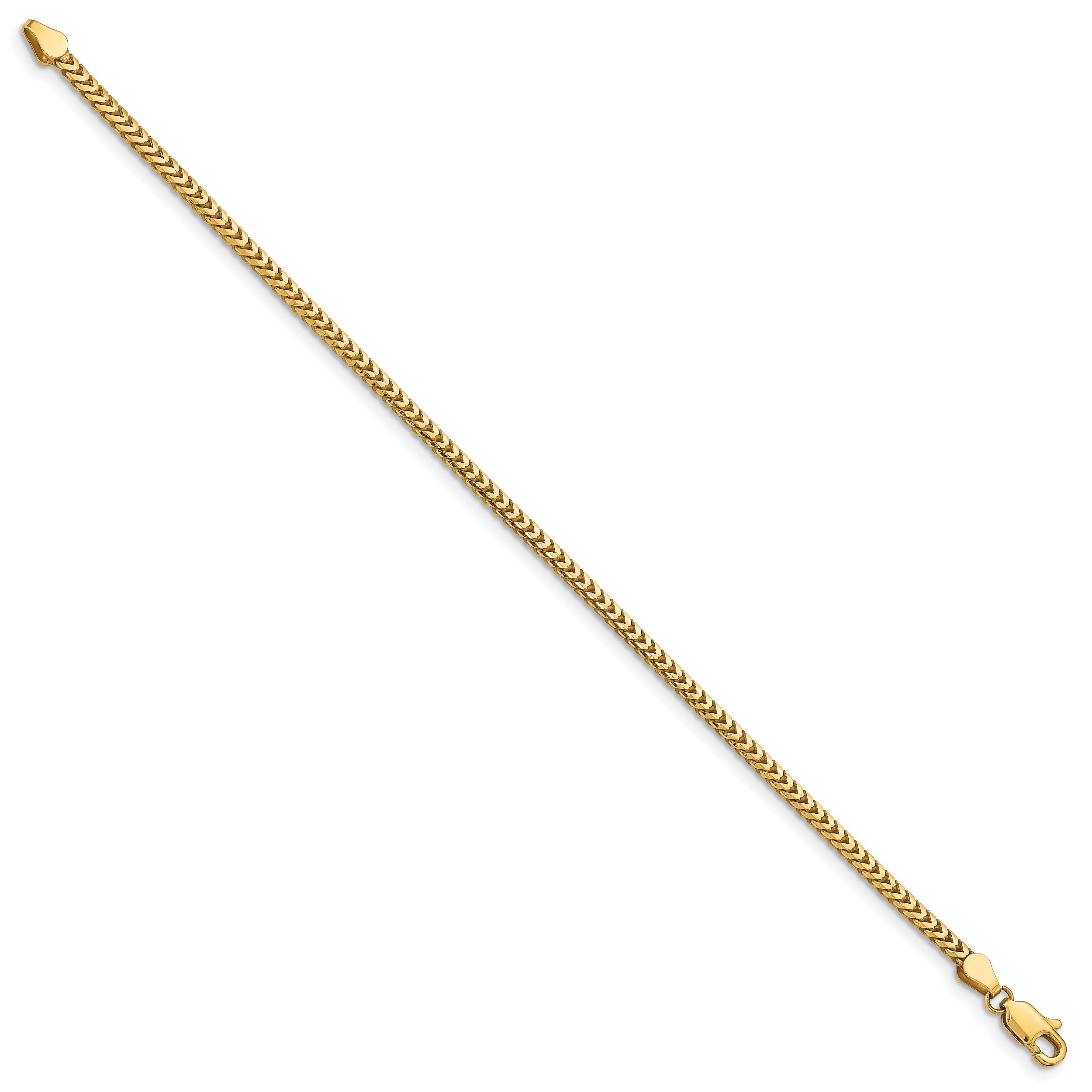 7 Inch 10K Yellow Gold 2.5mm Franco Chain Bracelet