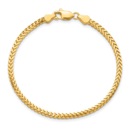 8 Inch 10K Yellow Gold 2.5mm Franco Chain Bracelet
