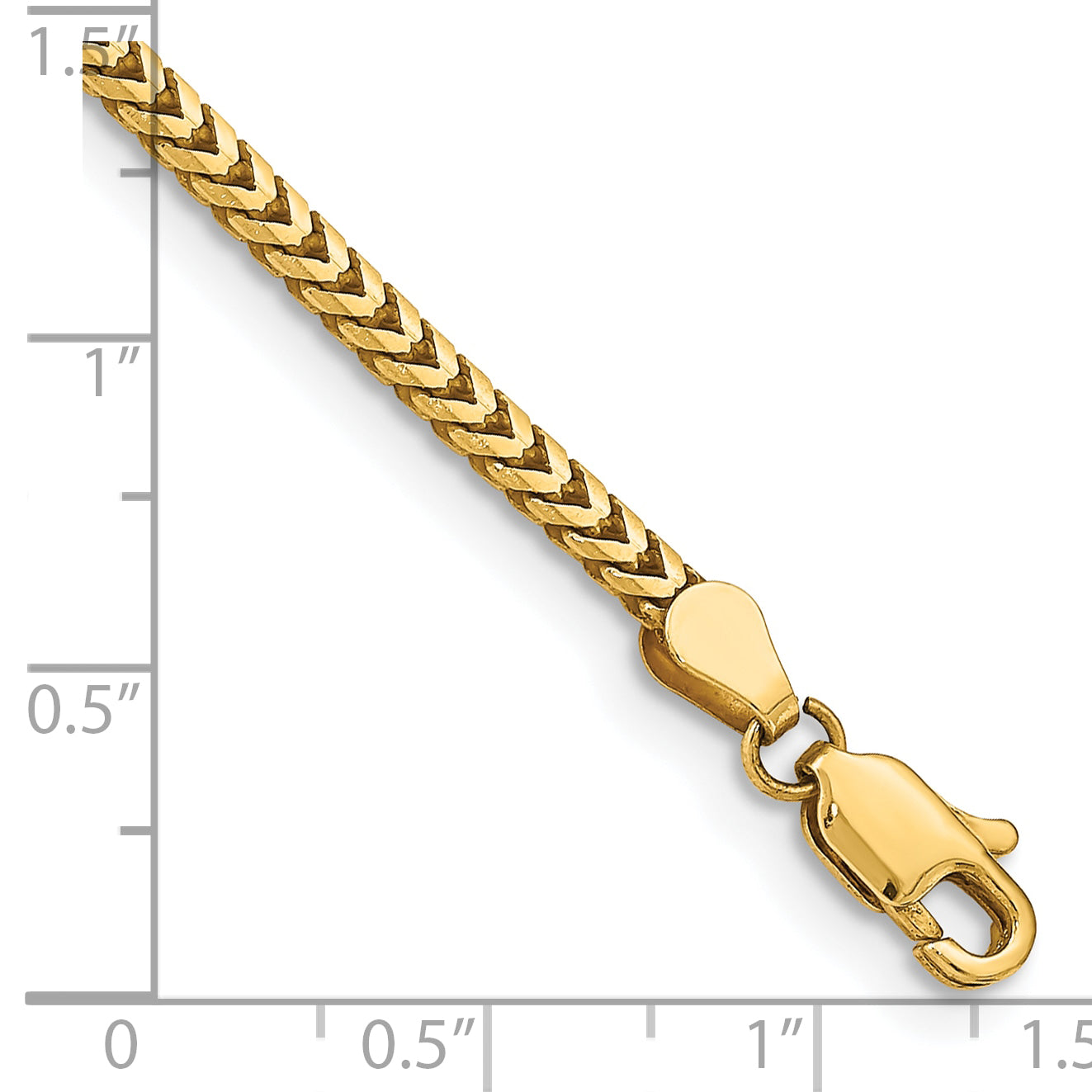 7 Inch 10K Yellow Gold 2.5mm Franco Chain Bracelet