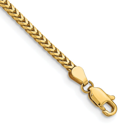 7 Inch 10K Yellow Gold 2.5mm Franco Chain Bracelet