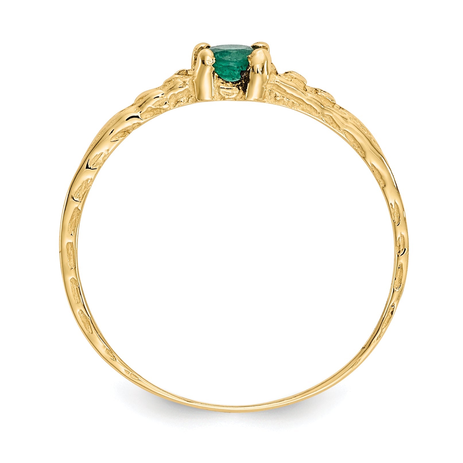 10K Yellow Gold Madi K 3mm Emerald Birthstone Baby Ring