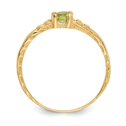 10K Yellow Gold Madi K 3mm Peridot Birthstone Baby Ring
