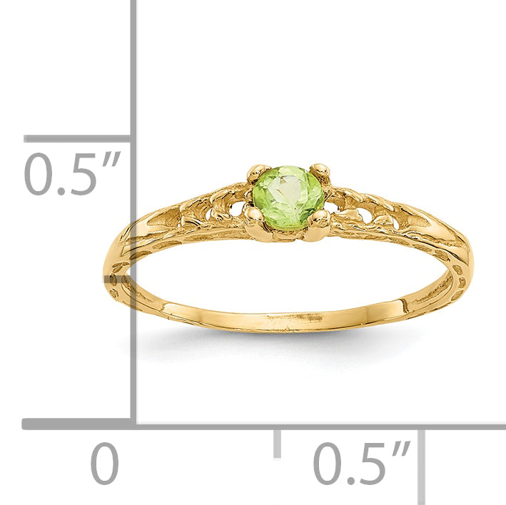 10K Yellow Gold Madi K 3mm Peridot Birthstone Baby Ring