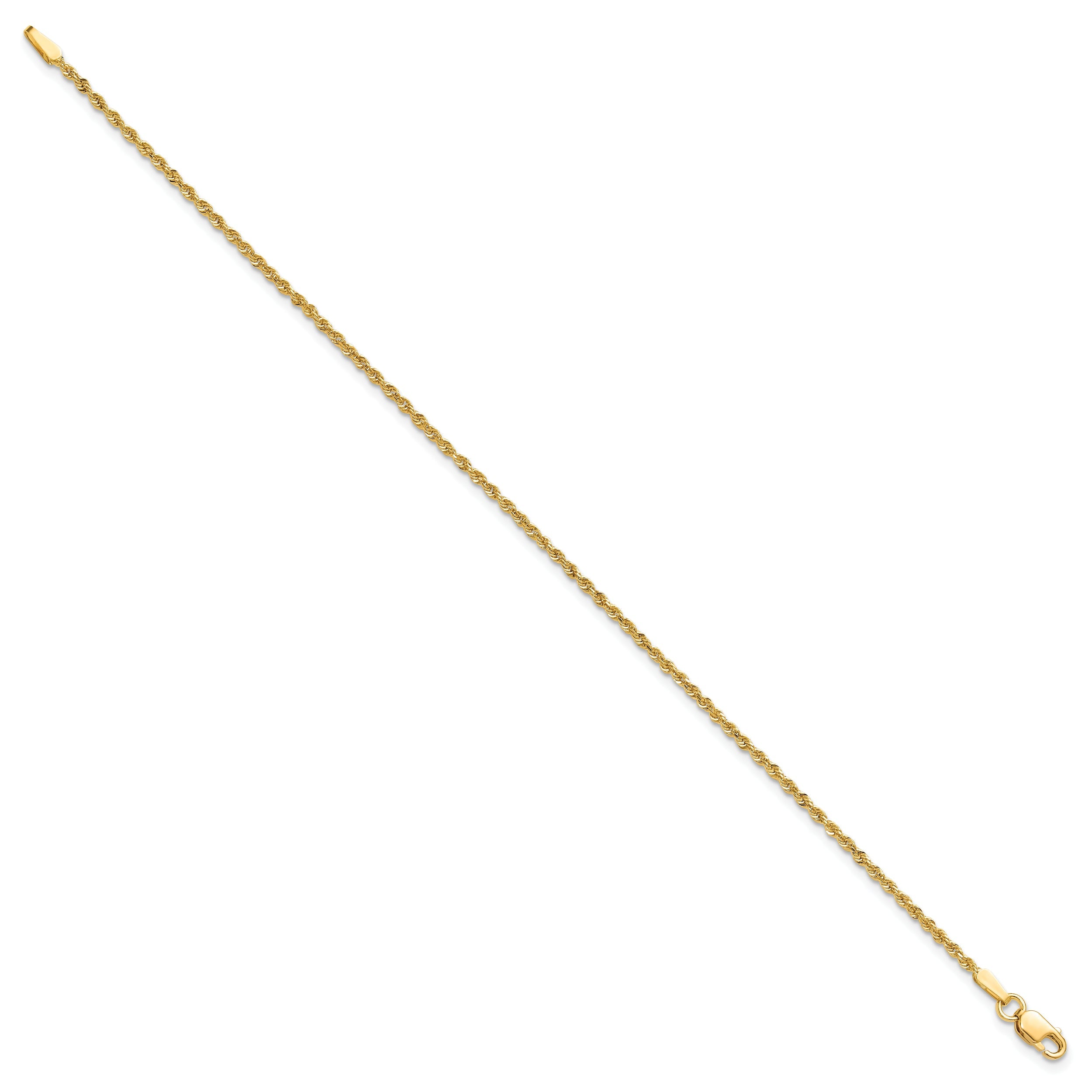 10K Yellow Gold 1.5mm Diamond-Cut Rope Chain Anklet