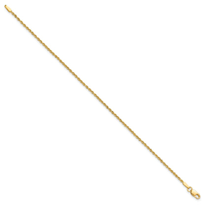 10K Yellow Gold 1.5mm Diamond-Cut Rope Chain Anklet