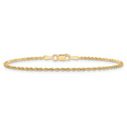 10K Yellow Gold 1.5mm Diamond-Cut Rope Chain Anklet