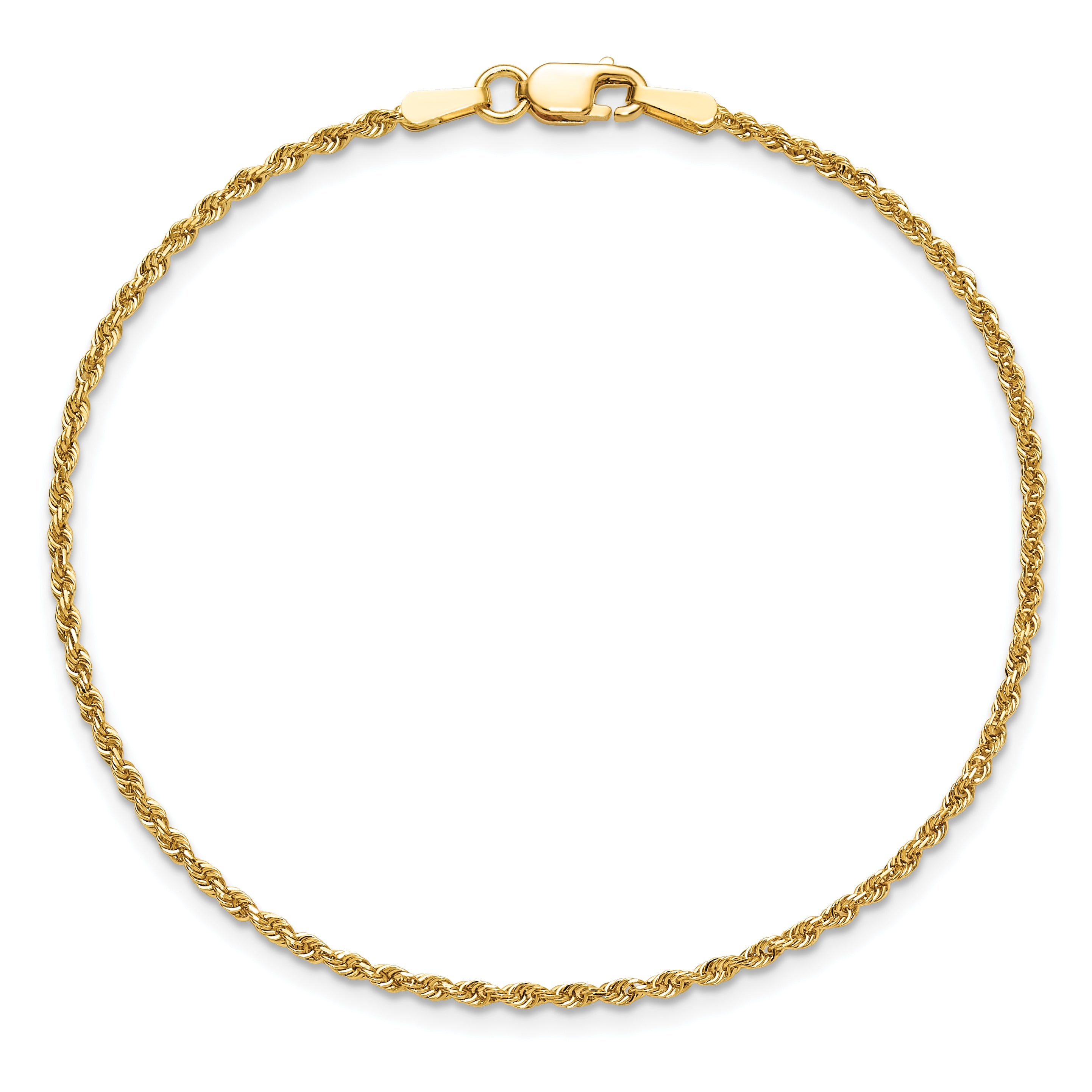 10K Yellow Gold 1.5mm Diamond-Cut Rope Chain Anklet