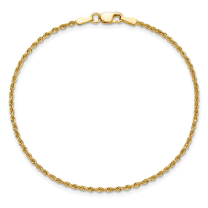 10K Yellow Gold 1.5mm Diamond-Cut Rope Chain Anklet