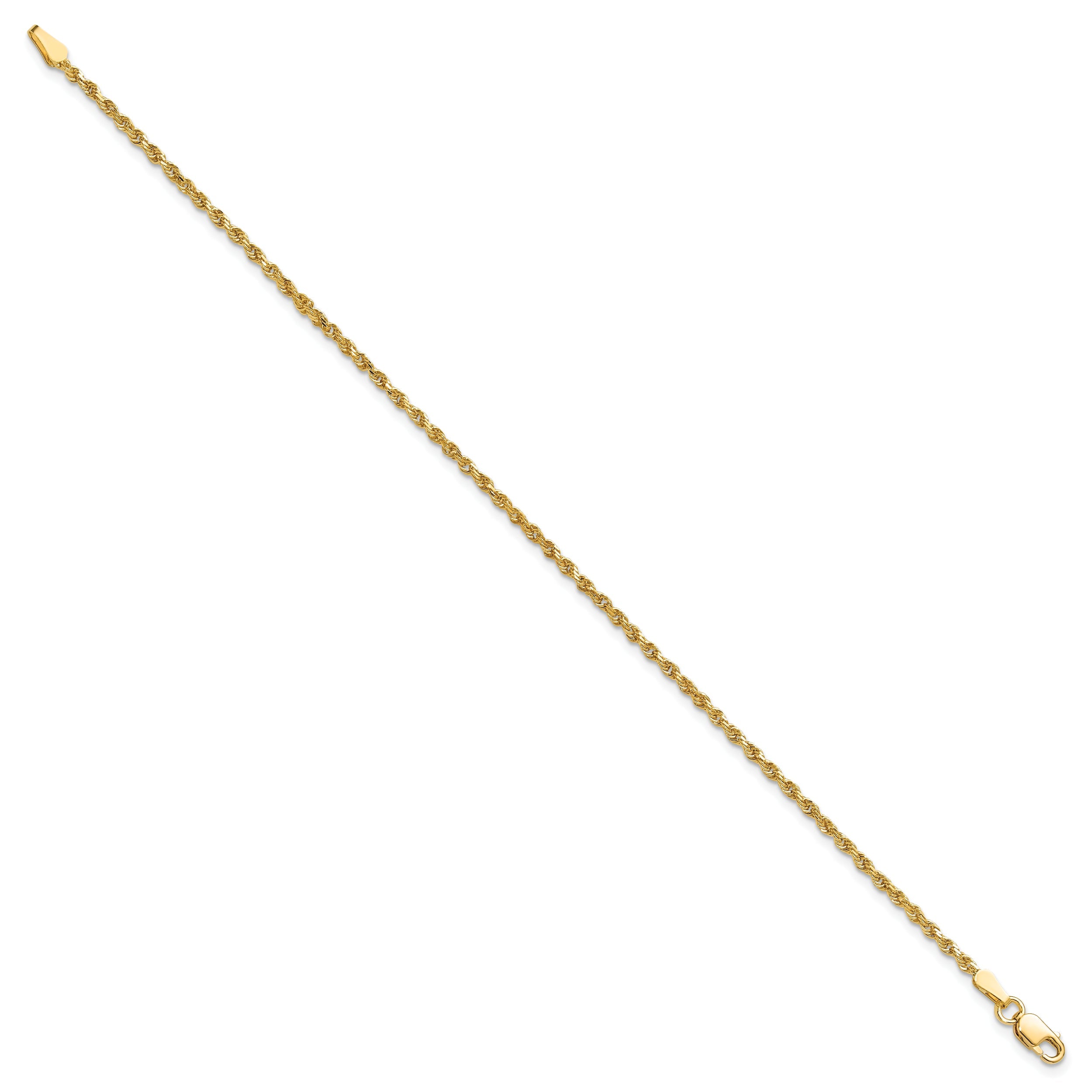 10K Yellow Gold 1.75mm Diamond-Cut Rope Chain Anklet
