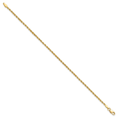 10K Yellow Gold 1.75mm Diamond-Cut Rope Chain Anklet