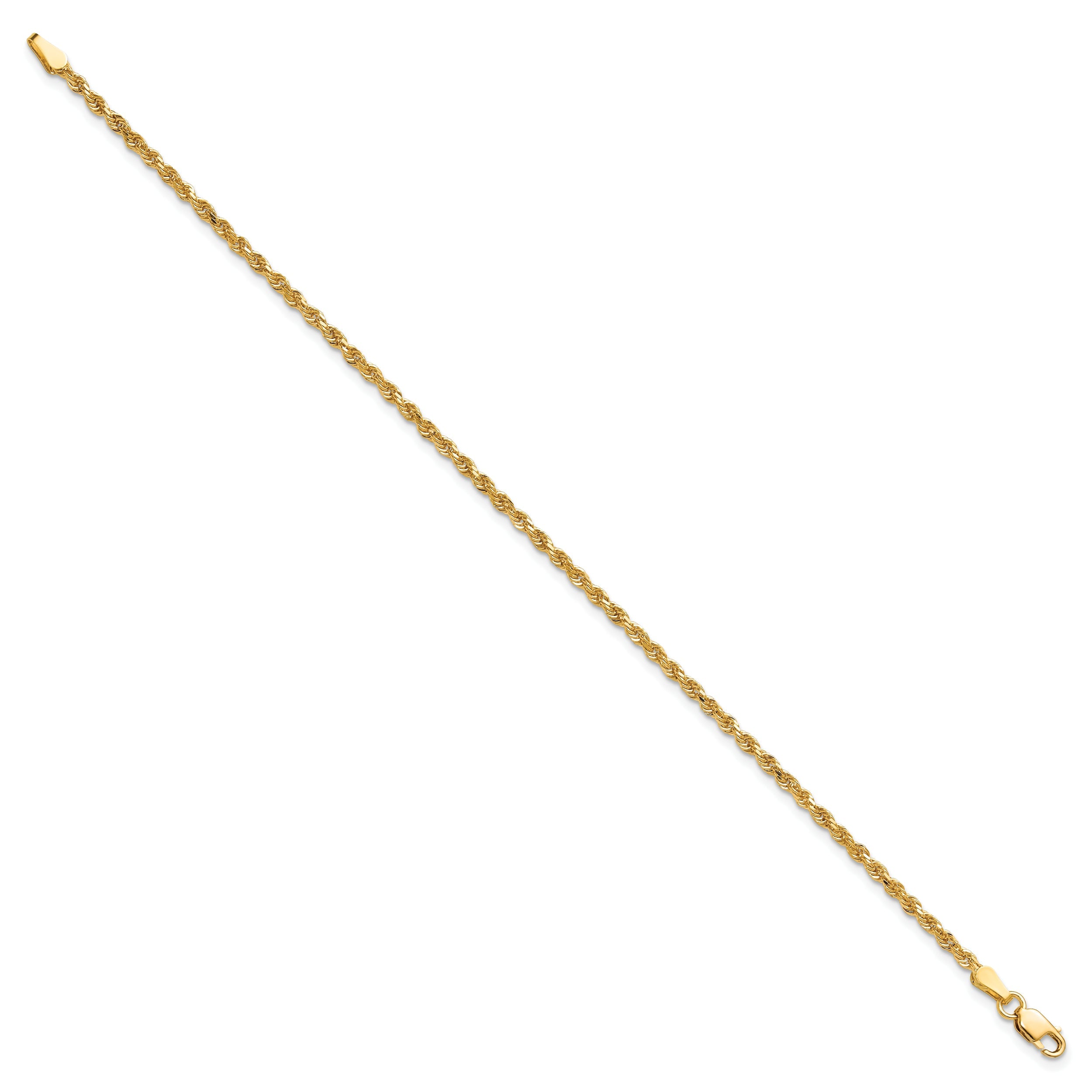 10K Yellow Gold 2mm Diamond-Cut Rope Chain Anklet