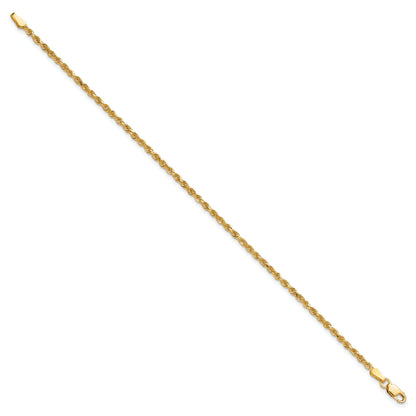 10K Yellow Gold 2mm Diamond-Cut Rope Chain Anklet