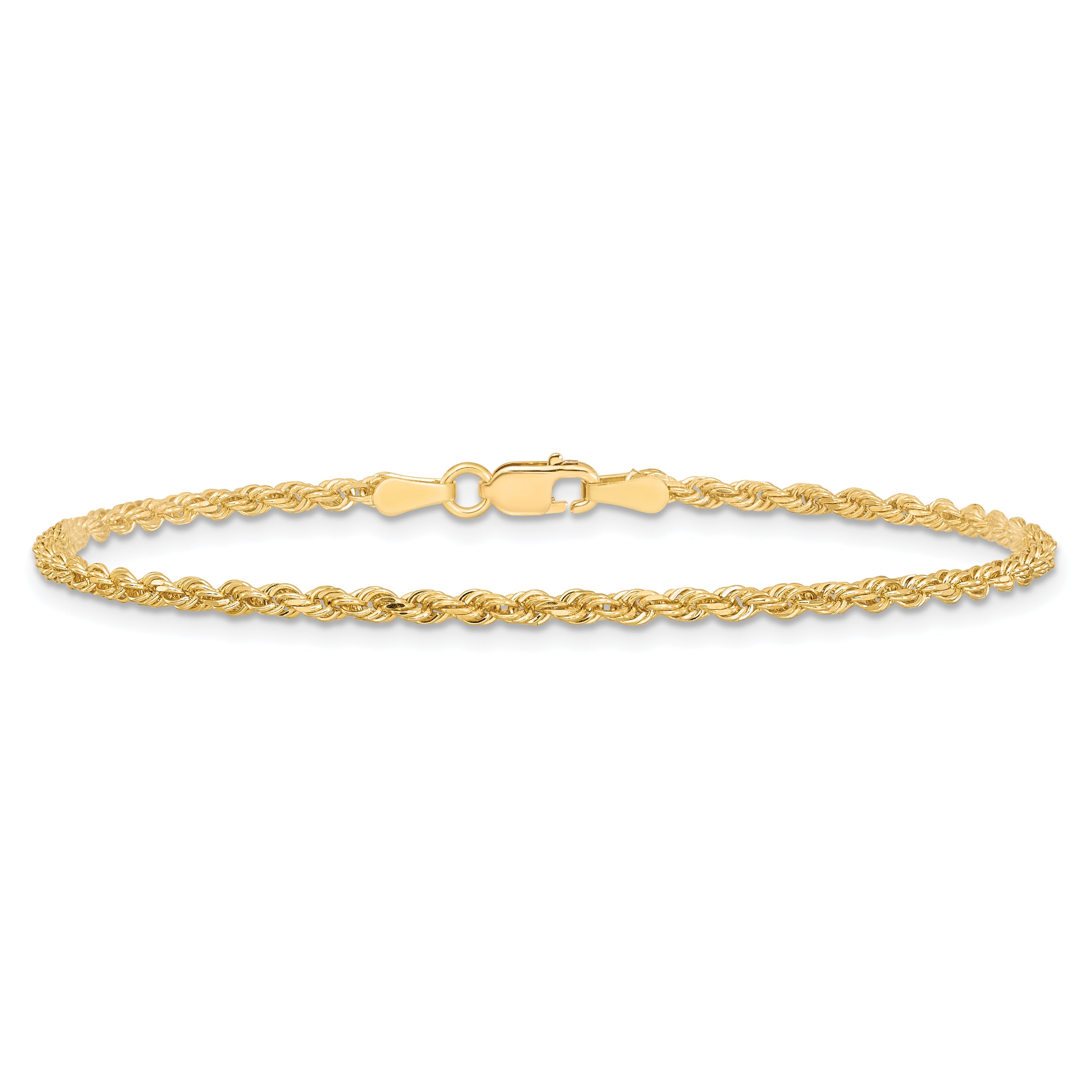 10K Yellow Gold 2mm Diamond-Cut Rope Chain Anklet