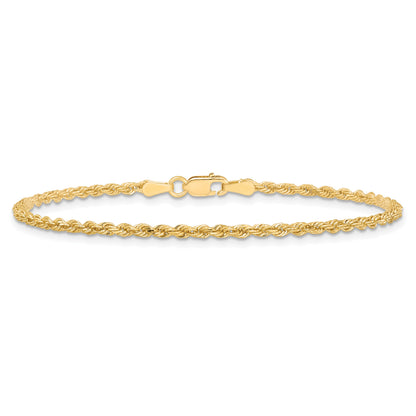 10K Yellow Gold 2mm Diamond-Cut Rope Chain Anklet