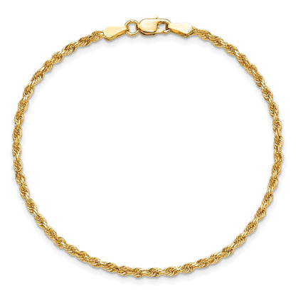 10K Yellow Gold 2mm Diamond-Cut Rope Chain Anklet