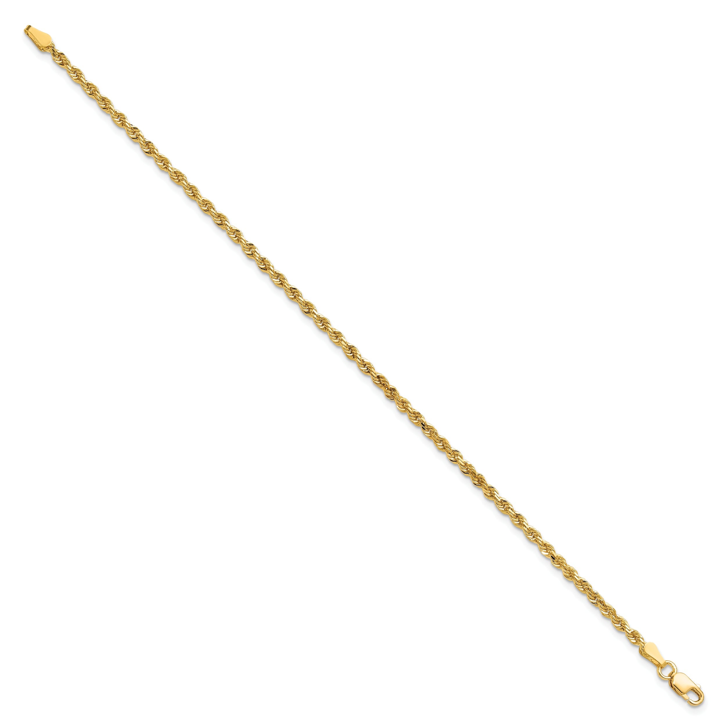 10K Yellow Gold 2.25mm Diamond-Cut Rope Chain Anklet