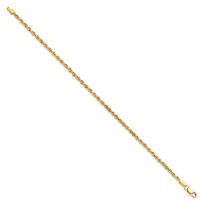 10K Yellow Gold 2.25mm Diamond-Cut Rope Chain Anklet