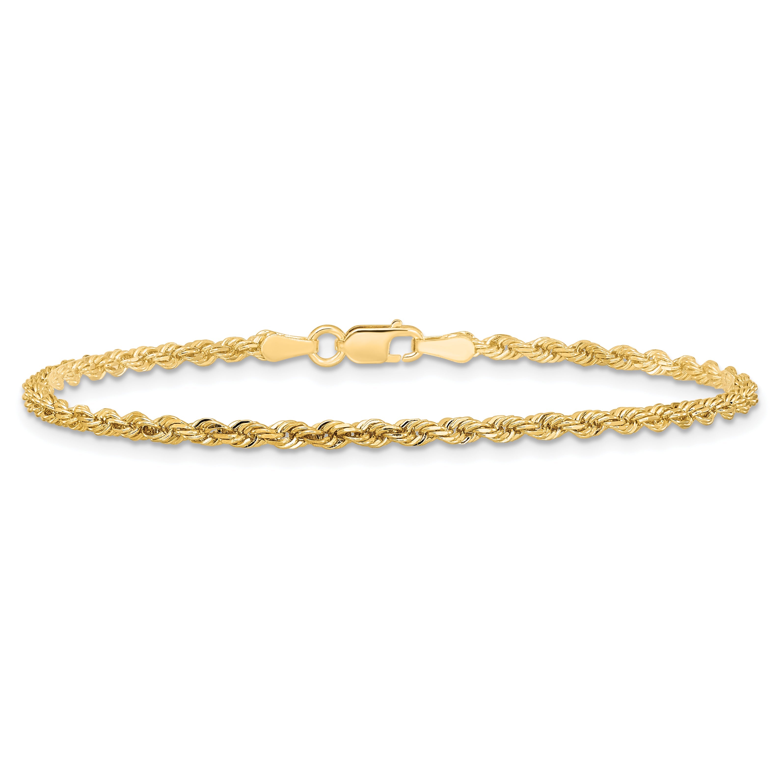 10K Yellow Gold 2.25mm Diamond-Cut Rope Chain Anklet