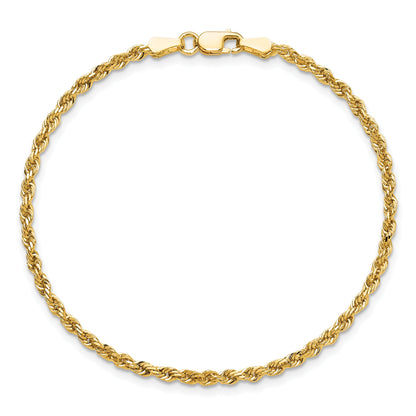 10K Yellow Gold 2.25mm Diamond-Cut Rope Chain Anklet