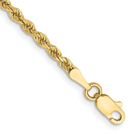10K Yellow Gold 2.25mm Diamond-Cut Rope Chain Anklet