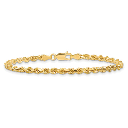 9 Inch 10K Yellow Gold 3.25mm Diamond-Cut Rope Chain Anklet