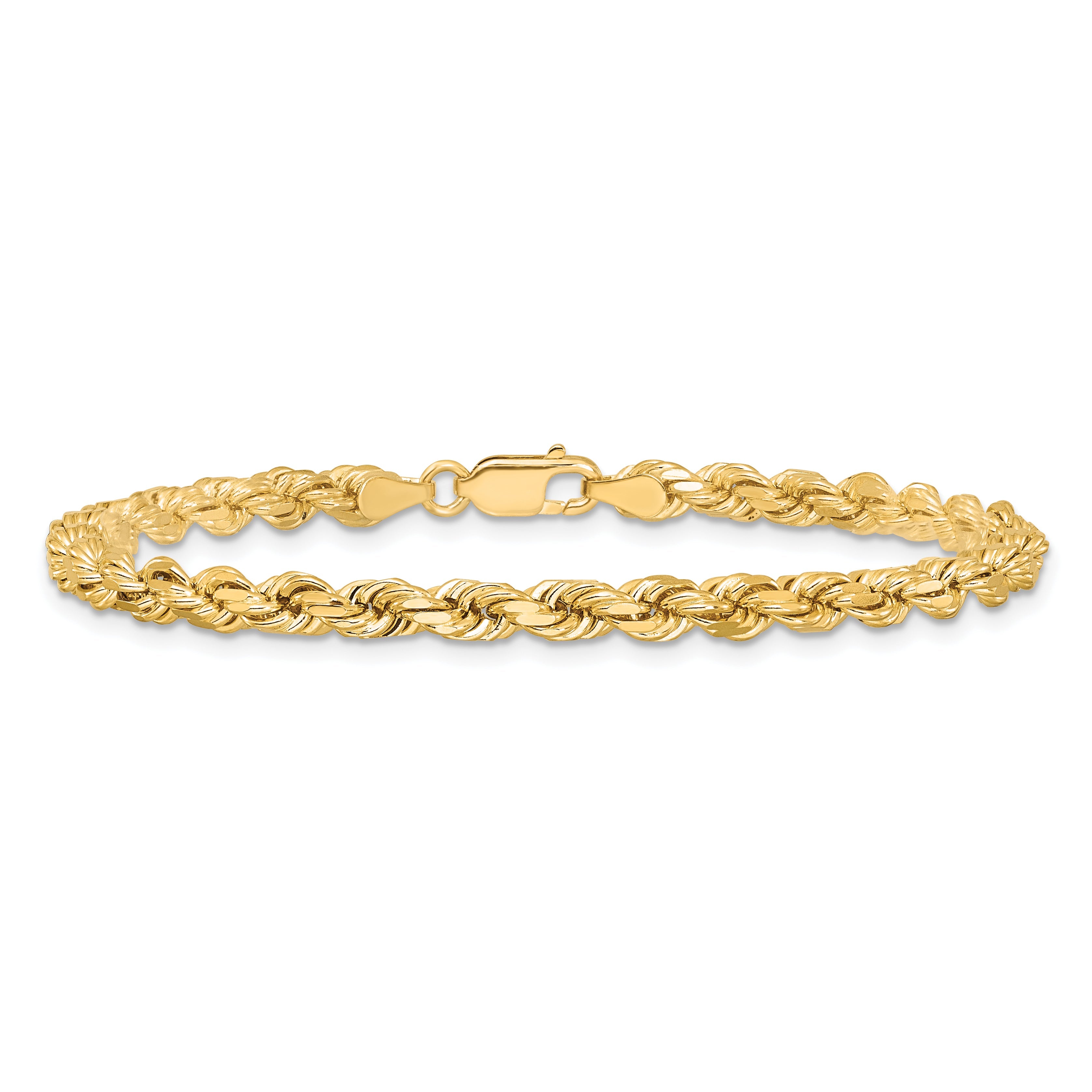 9 Inch 10K Yellow Gold 4.25mm Diamond-Cut Rope Chain Anklet