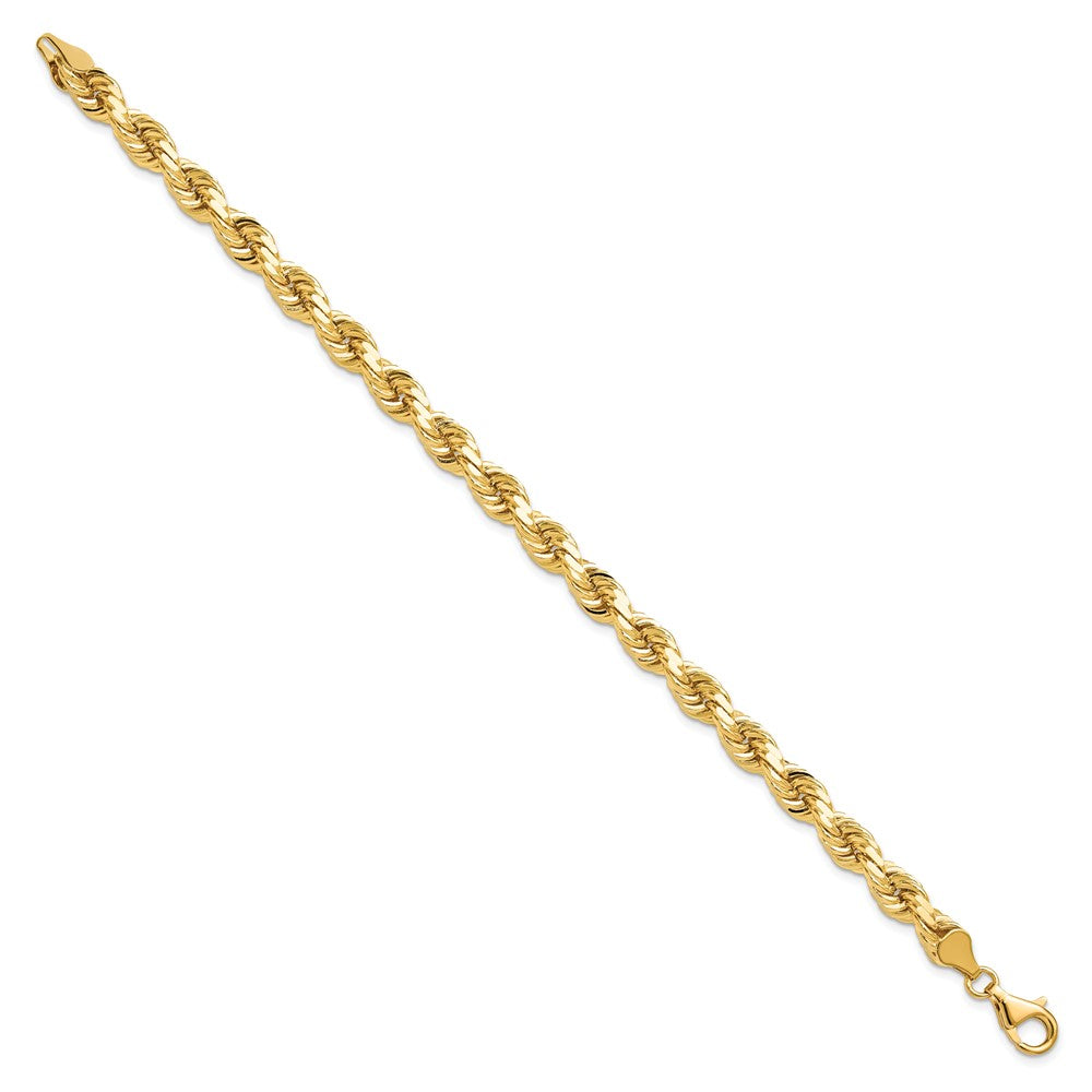 9 Inch 10K Yellow Gold 6.5mm Diamond-Cut Rope Chain Anklet