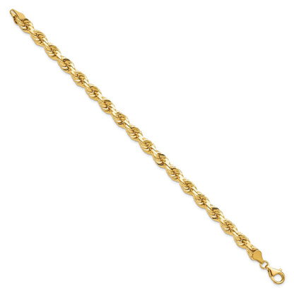 9 Inch 10K Yellow Gold 6.5mm Diamond-Cut Rope Chain Anklet