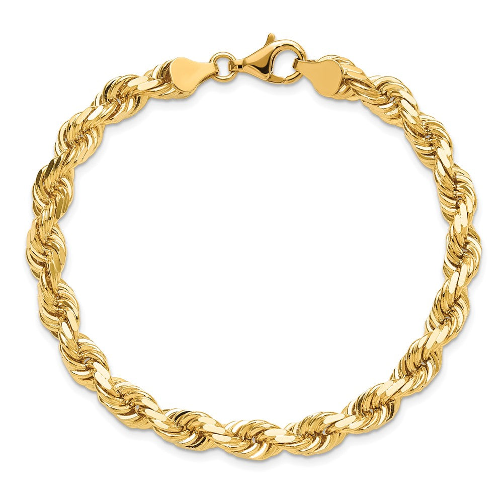 9 Inch 10K Yellow Gold 6.5mm Diamond-Cut Rope Chain Anklet
