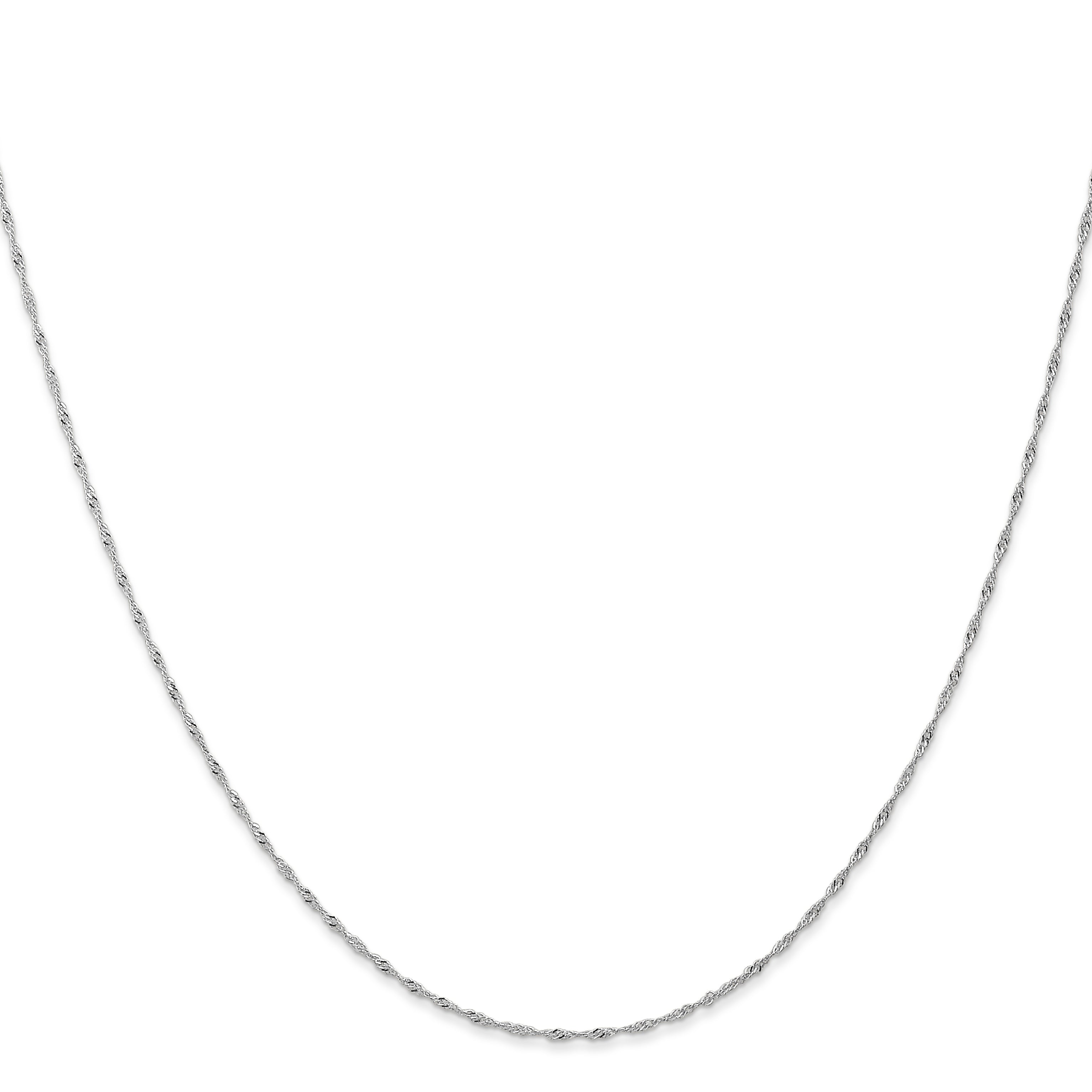 24 Inch 10K White Gold 1mm Carded Singapore Chain Necklace