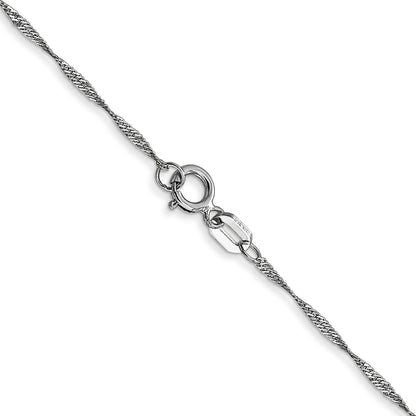 24 Inch 10K White Gold 1mm Carded Singapore Chain Necklace