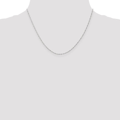 18 Inch 10K White Gold 1mm Carded Singapore Chain Necklace