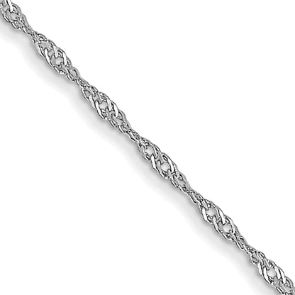 2 Inch 10K White Gold 1mm Carded Singapore Chain Necklace