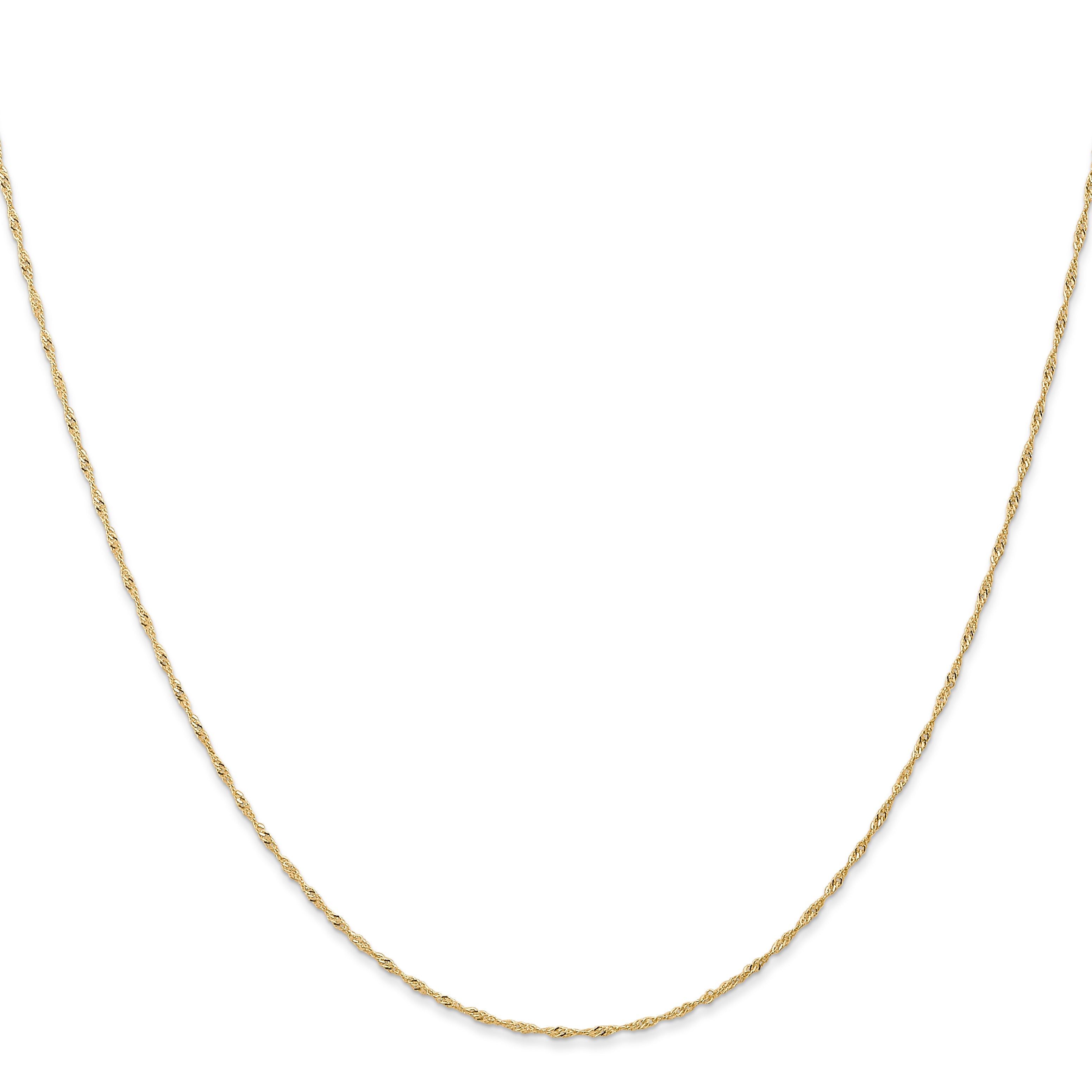 24 Inch 10K Yellow Gold 1mm Carded Singapore Chain Necklace