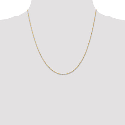 2 Inch 10K Yellow Gold 1mm Carded Singapore Chain Necklace