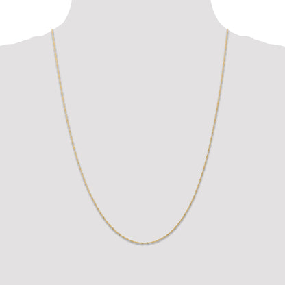 24 Inch 10K Yellow Gold 1mm Carded Singapore Chain Necklace