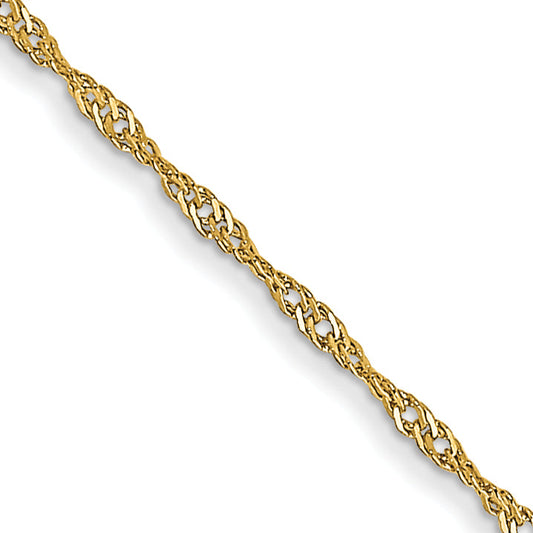 18 Inch 10K Yellow Gold 1mm Carded Singapore Chain Necklace