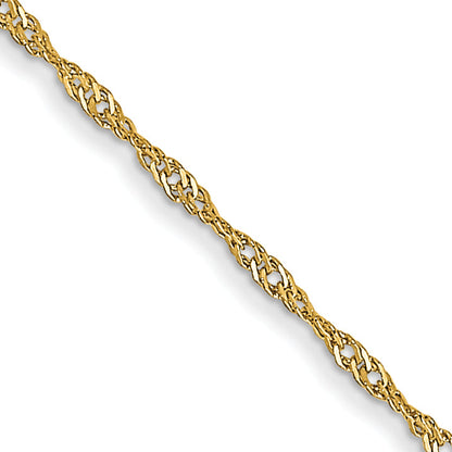 24 Inch 10K Yellow Gold 1mm Carded Singapore Chain Necklace