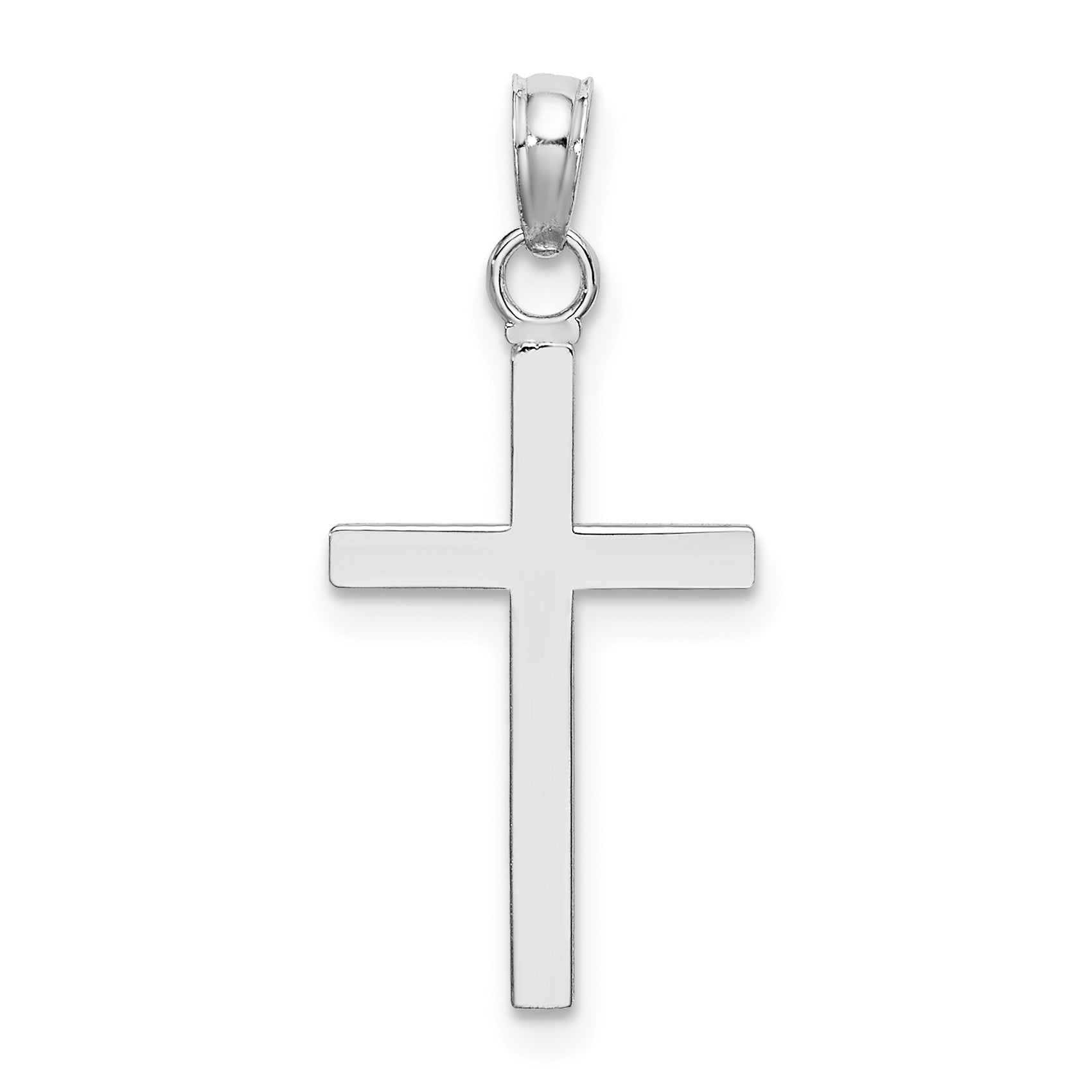 10K White Gold 3-D Cross Pendant