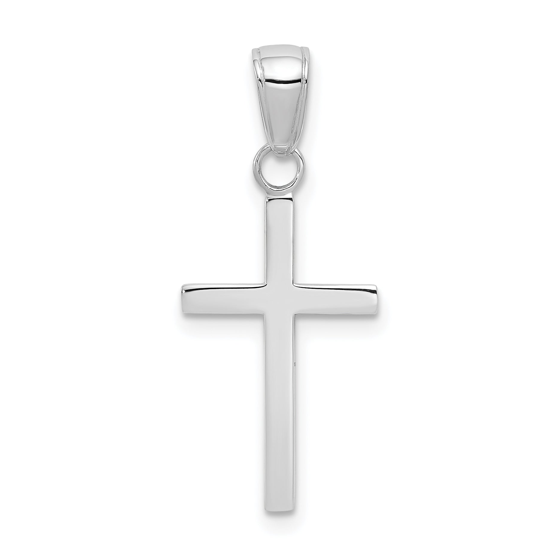 10K White Gold 3-D Cross Pendant