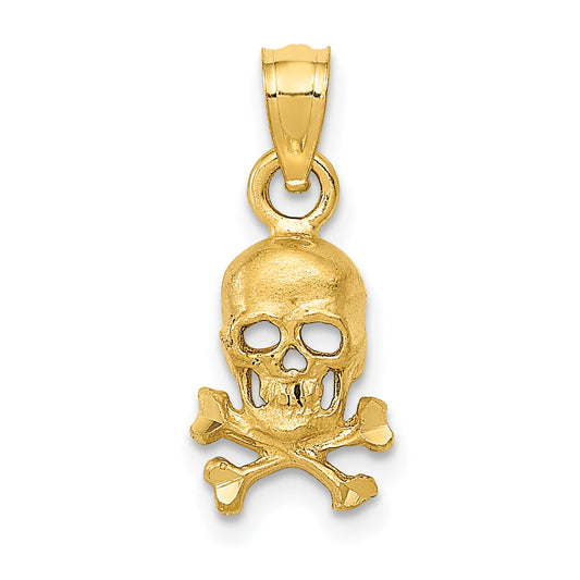 10K Yellow Gold 10K Skull And Cross Bones Pendant