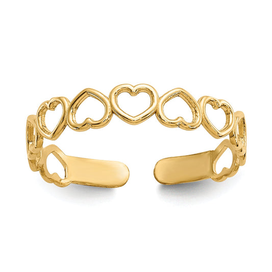 10K Yellow Gold Open Hearts Toe Ring