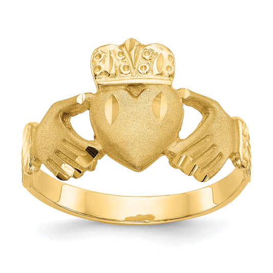 10K Yellow Gold Polished Men'S Claddagh Ring