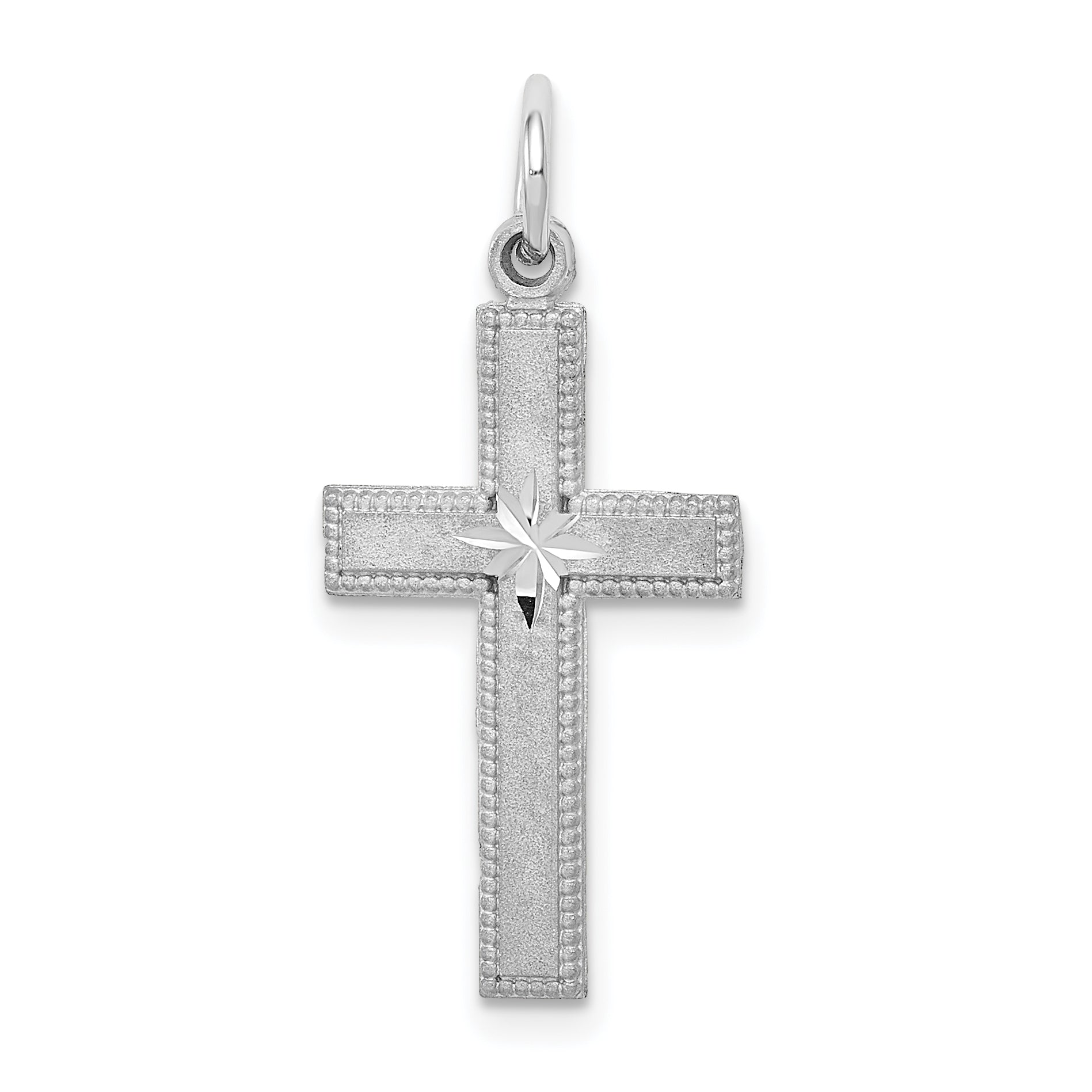 10K White Gold Diamond-Cut Cross Pendant