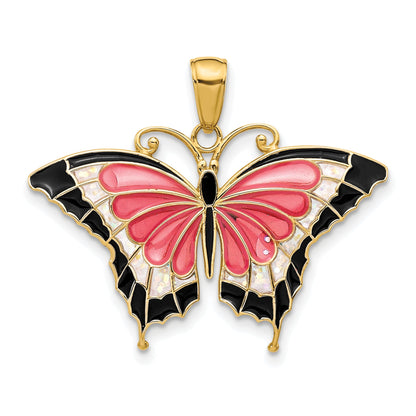 10K Yellow Gold 10K Enameled Butterfly Pendant