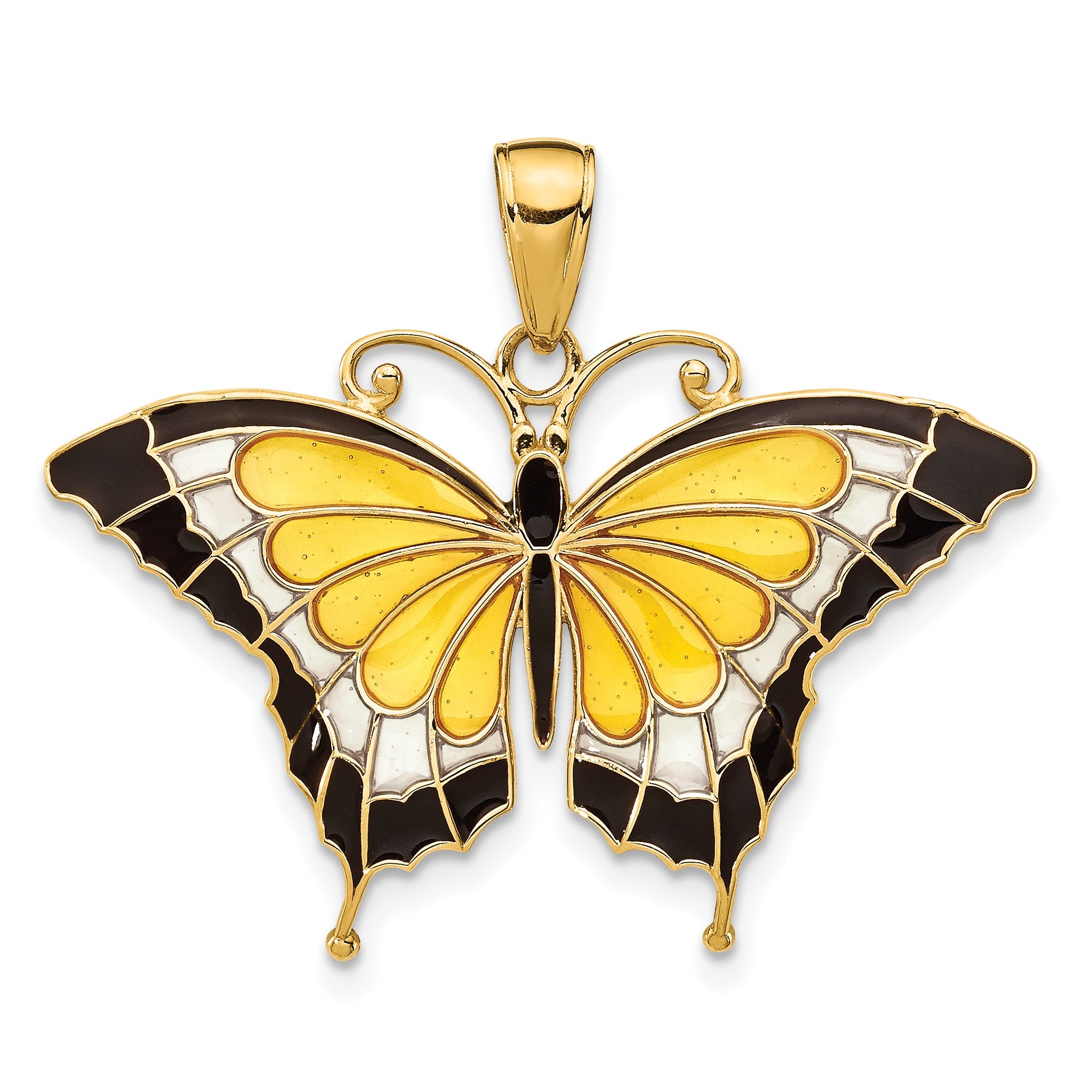10K Yellow Gold 10K Enameled Butterfly Pendant