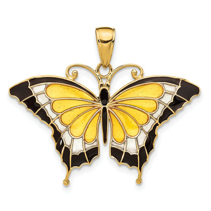 10K Yellow Gold 10K Enameled Butterfly Pendant