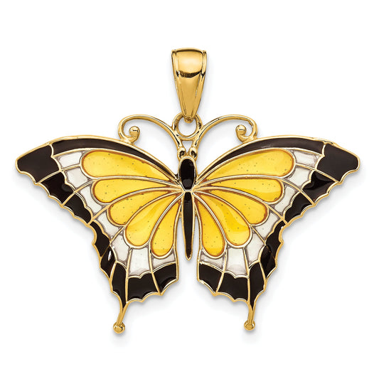 10K Yellow Gold 10K Enameled Butterfly Pendant